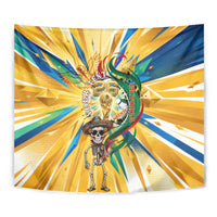 Personalized Mexico Football Victoria Sugar Skull Tapestry Dia De Los Muertos Cultural Art Sunburst