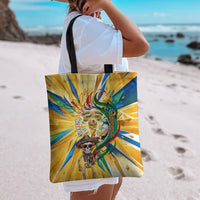 Personalized Mexico Football Victoria Sugar Skull Tote Bag Dia De Los Muertos Cultural Art Sunburst