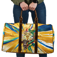 Personalized Mexico Football Victoria Sugar Skull Travel Bag Dia De Los Muertos Cultural Art Sunburst