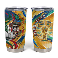 Personalized Mexico Football Victoria Sugar Skull Tumbler Cup Dia De Los Muertos Cultural Art Sunburst