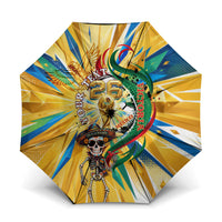 Personalized Mexico Football Victoria Sugar Skull Umbrella Dia De Los Muertos Cultural Art Sunburst