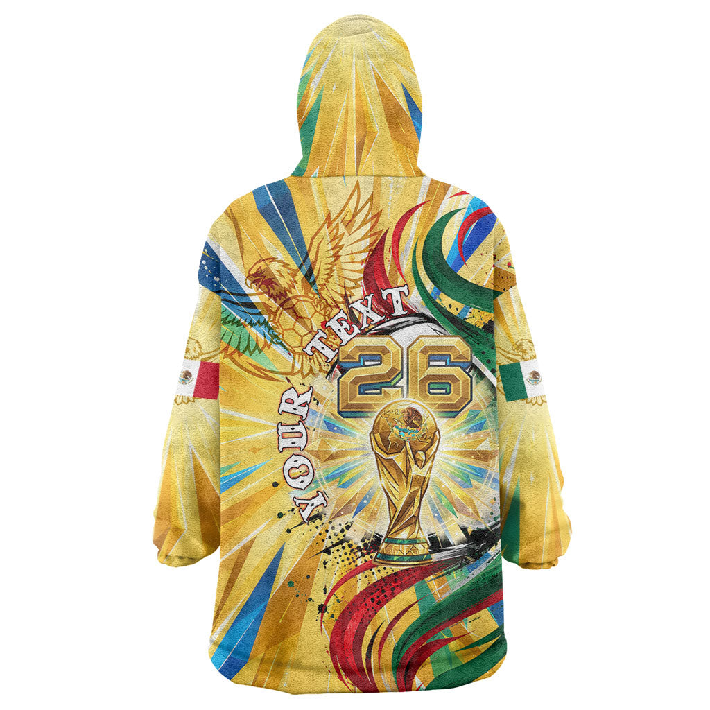 Personalized Mexico Football Victoria Sugar Skull Wearable Blanket Hoodie Dia De Los Muertos Cultural Art Sunburst