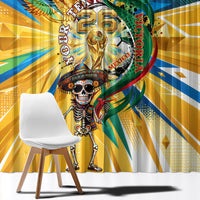 Personalized Mexico Football Victoria Sugar Skull Window Curtain Dia De Los Muertos Cultural Art Sunburst