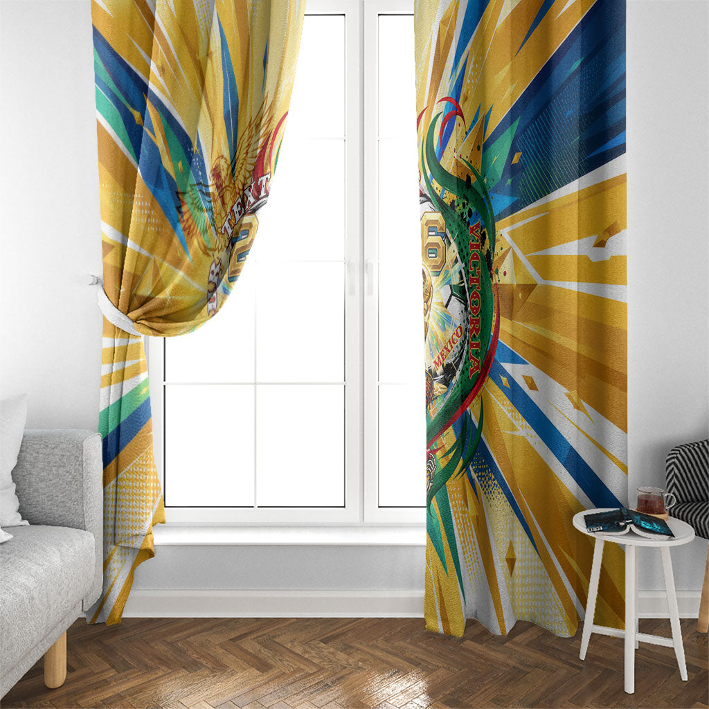Personalized Mexico Football Victoria Sugar Skull Window Curtain Dia De Los Muertos Cultural Art Sunburst