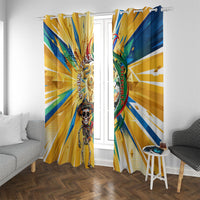 Personalized Mexico Football Victoria Sugar Skull Window Curtain Dia De Los Muertos Cultural Art Sunburst