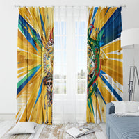 Personalized Mexico Football Victoria Sugar Skull Window Curtain Dia De Los Muertos Cultural Art Sunburst