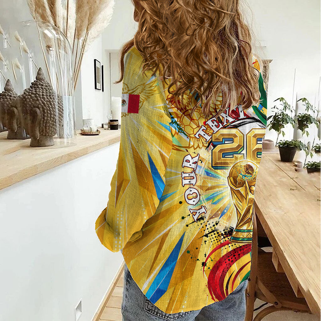 Personalized Mexico Football Victoria Sugar Skull Women Casual Shirt Dia De Los Muertos Cultural Art Sunburst
