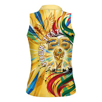 Personalized Mexico Football Victoria Sugar Skull Women Sleeveless Polo Shirt Dia De Los Muertos Cultural Art Sunburst
