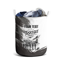 Personalized Tuskegee Airmen Laundry Basket Black And White Grunge WWII Aviation Art