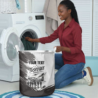 Personalized Tuskegee Airmen Laundry Basket Black And White Grunge WWII Aviation Art
