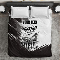 Personalized Tuskegee Airmen Bedding Set Black And White Grunge WWII Aviation Art