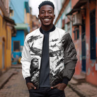 Personalized Tuskegee Airmen Bomber Jacket Black And White Grunge WWII Aviation Art