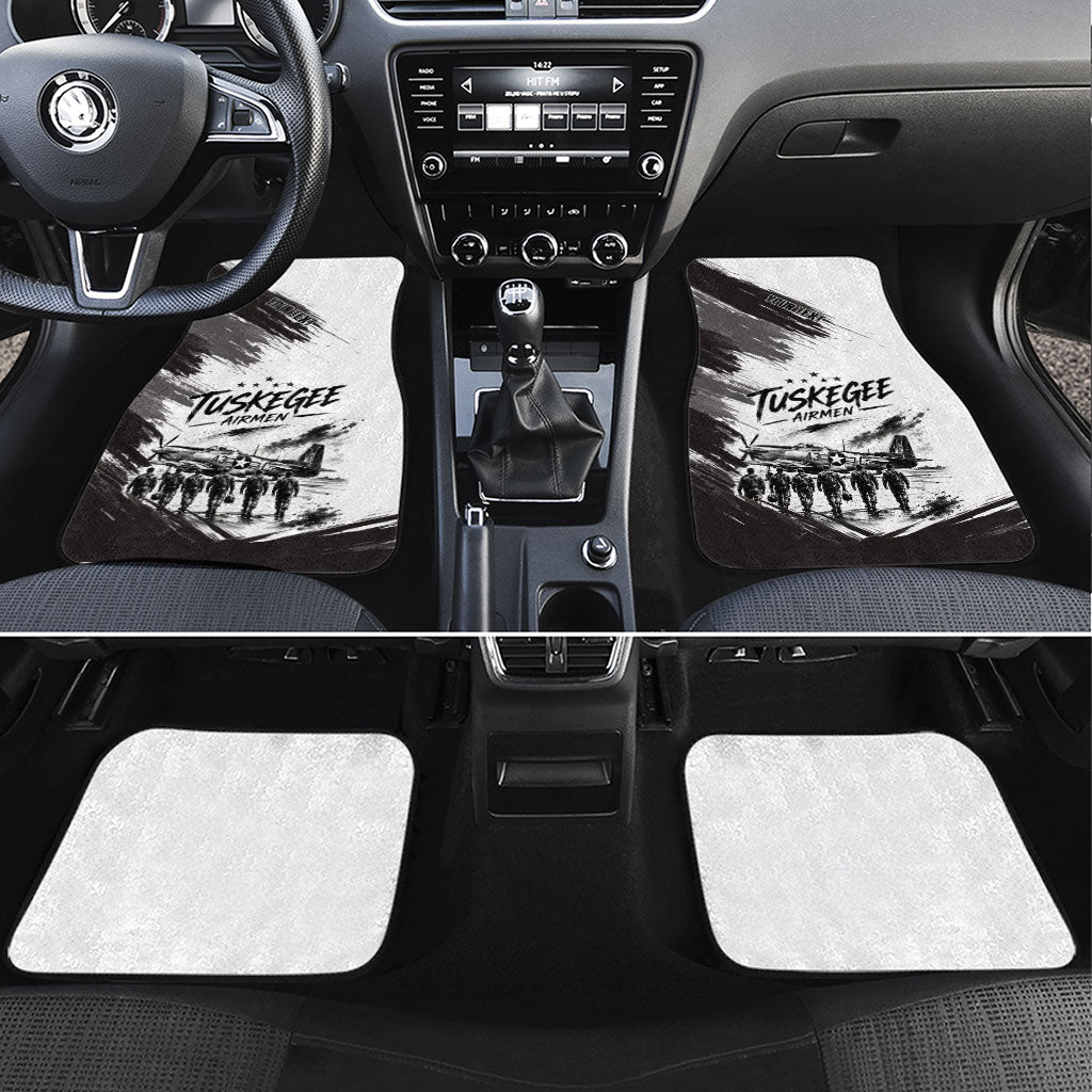 Personalized Tuskegee Airmen Car Mats Black And White Grunge WWII Aviation Art