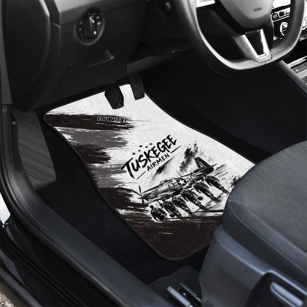 Personalized Tuskegee Airmen Car Mats Black And White Grunge WWII Aviation Art