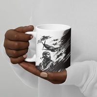Personalized Tuskegee Airmen Ceramic Mug Black And White Grunge WWII Aviation Art