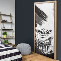 Personalized Tuskegee Airmen Door Cover Black And White Grunge WWII Aviation Art