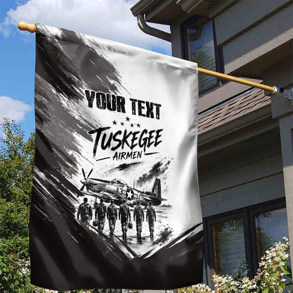 Personalized Tuskegee Airmen Garden Flag Black And White Grunge WWII Aviation Art