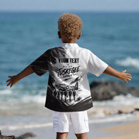 Personalized Tuskegee Airmen Kid Hawaiian Shirt Black And White Grunge WWII Aviation Art