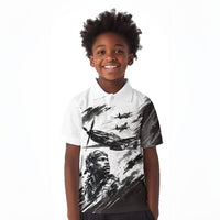 Personalized Tuskegee Airmen Kid Polo Shirt Black And White Grunge WWII Aviation Art