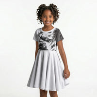 Personalized Tuskegee Airmen Kid Short Sleeve Dress Black And White Grunge WWII Aviation Art