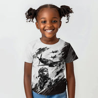 Personalized Tuskegee Airmen Kid T shirt Black And White Grunge WWII Aviation Art