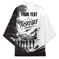 Personalized Tuskegee Airmen Kimono Black And White Grunge WWII Aviation Art