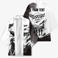 Personalized Tuskegee Airmen Kimono Black And White Grunge WWII Aviation Art