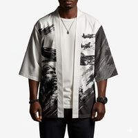 Personalized Tuskegee Airmen Kimono Black And White Grunge WWII Aviation Art