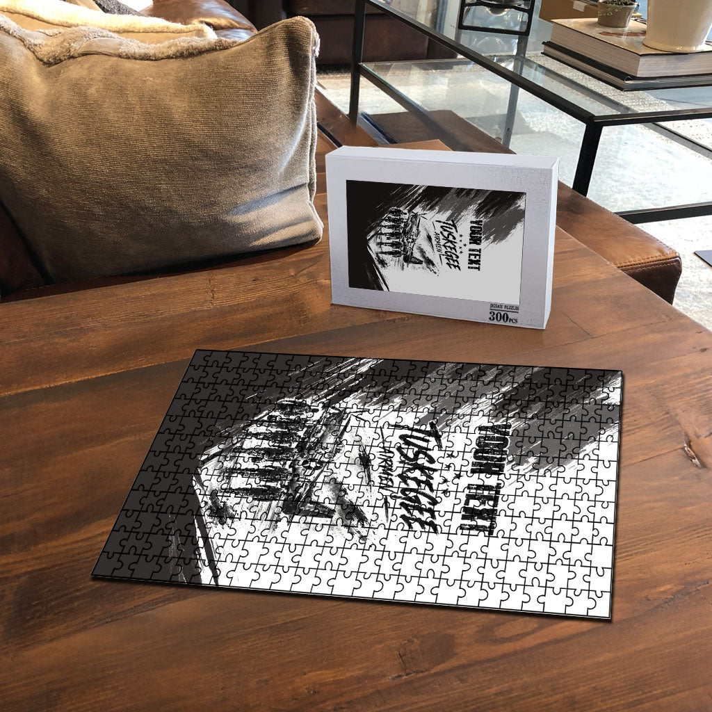 Personalized Tuskegee Airmen Puzzle Black And White Grunge WWII Aviation Art