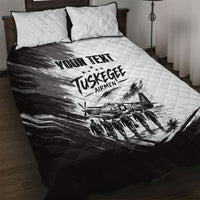 Personalized Tuskegee Airmen Quilt Bed Set Black And White Grunge WWII Aviation Art