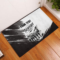 Personalized Tuskegee Airmen Rubber Doormat Black And White Grunge WWII Aviation Art