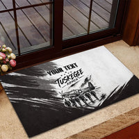 Personalized Tuskegee Airmen Rubber Doormat Black And White Grunge WWII Aviation Art