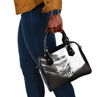Personalized Tuskegee Airmen Shoulder Handbag Black And White Grunge WWII Aviation Art