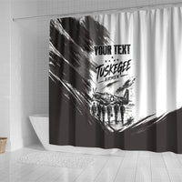 Personalized Tuskegee Airmen Shower Curtain Black And White Grunge WWII Aviation Art