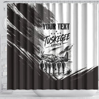Personalized Tuskegee Airmen Shower Curtain Black And White Grunge WWII Aviation Art