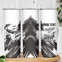 Personalized Tuskegee Airmen Skinny Tumbler Black And White Grunge WWII Aviation Art