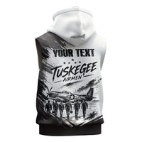 Personalized Tuskegee Airmen Sleeveless Zip Hoodie Black And White Grunge WWII Aviation Art