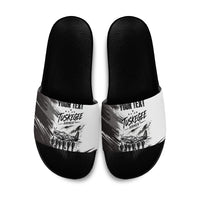 Personalized Tuskegee Airmen Slide Sandals Black And White Grunge WWII Aviation Art