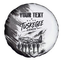Personalized Tuskegee Airmen Spare Tire Cover Black And White Grunge WWII Aviation Art