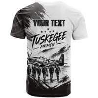 Personalized Tuskegee Airmen T shirt Black And White Grunge WWII Aviation Art