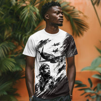 Personalized Tuskegee Airmen T shirt Black And White Grunge WWII Aviation Art