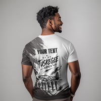 Personalized Tuskegee Airmen T shirt Black And White Grunge WWII Aviation Art