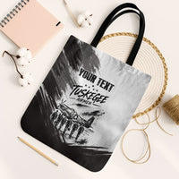 Personalized Tuskegee Airmen Tote Bag Black And White Grunge WWII Aviation Art