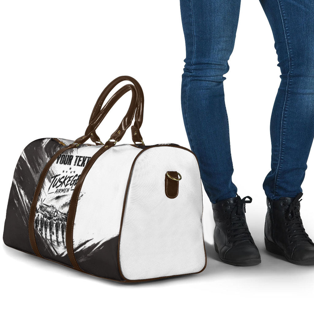 Personalized Tuskegee Airmen Travel Bag Black And White Grunge WWII Aviation Art