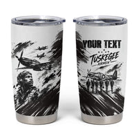 Personalized Tuskegee Airmen Tumbler Cup Black And White Grunge WWII Aviation Art
