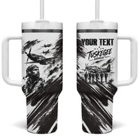 Personalized Tuskegee Airmen Tumbler With Handle Black And White Grunge WWII Aviation Art