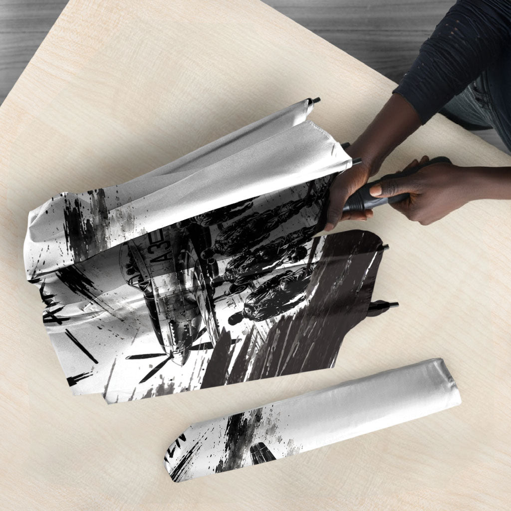 Personalized Tuskegee Airmen Umbrella Black And White Grunge WWII Aviation Art