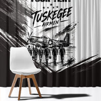 Personalized Tuskegee Airmen Window Curtain Black And White Grunge WWII Aviation Art