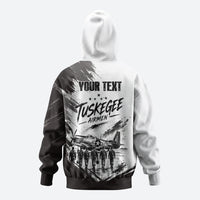 Personalized Tuskegee Airmen Zip Hoodie Black And White Grunge WWII Aviation Art
