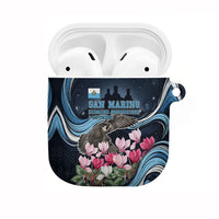 San Marino Founding Anniversary AirPods Case Freedom Peregrine Falcon - Cyclamen Flowers Towers Flag